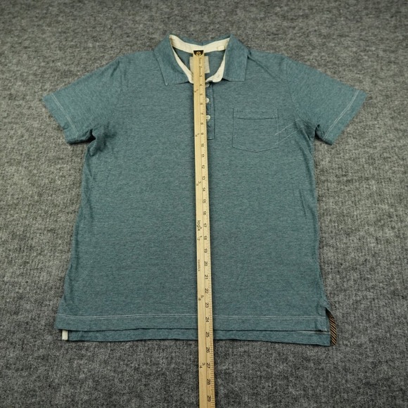 Billy Reid Polo Shirt Mens Medium Green Heathered Pensacola Cotton Pocket- - Picture 4 of 10